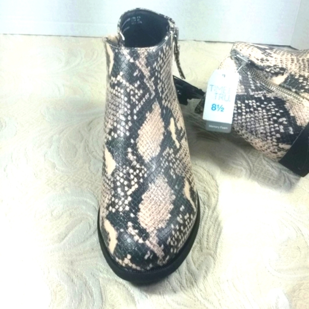 Boot bootie python snake print zip ankle NEW - Picture 5 of 6